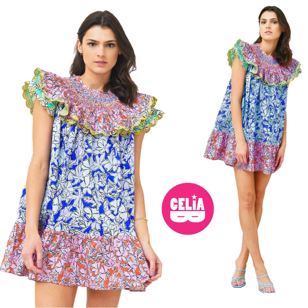 NEW CELIA B FLORAL DUSTEEN DRESS